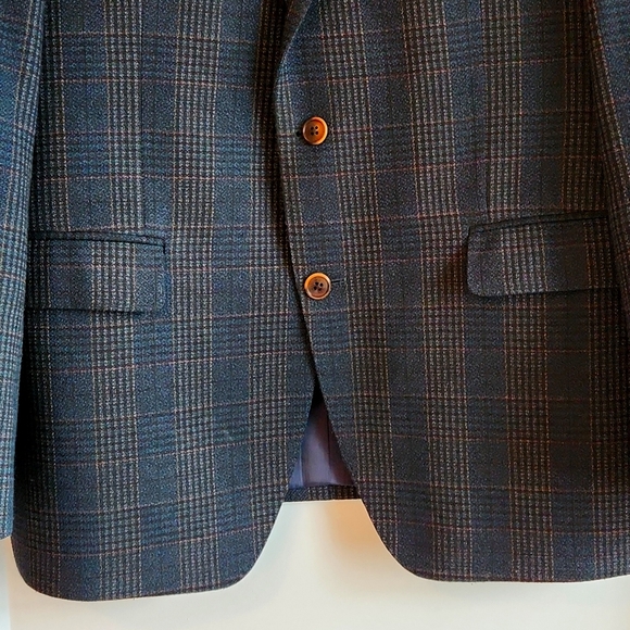 S.Cohen wool sport jacket in dark green and blue, size 42R - Picture 5 of 13